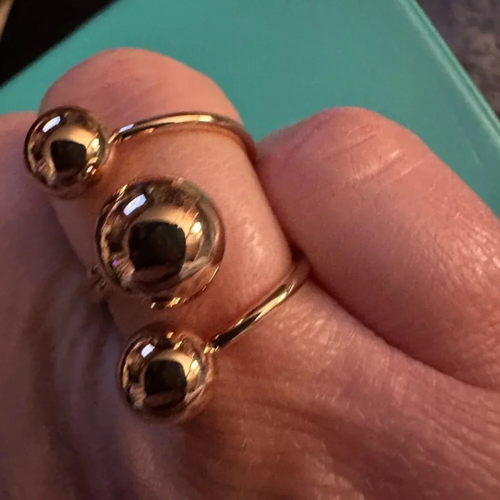 orb goldtone statement ring sz 7 - Picture 6 of 13